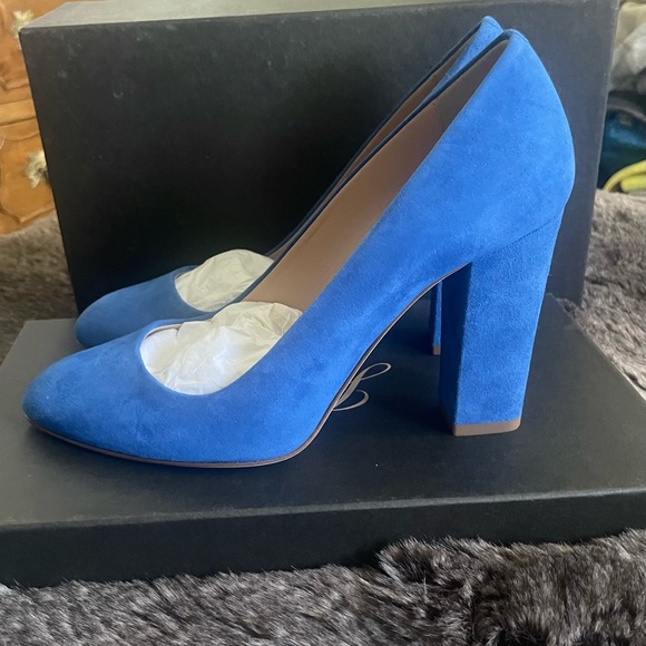 J. Crew Royal Blue Suede Block Heel Pump - Picture 4 of 8